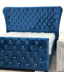 Royal Blue Butterfly Wingback Bed