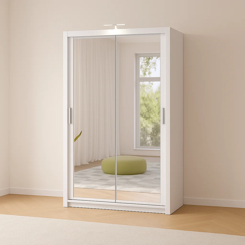 Berlin Wardrobe 120cm Wide - 2 Sliding Mirror Doors - Image 1