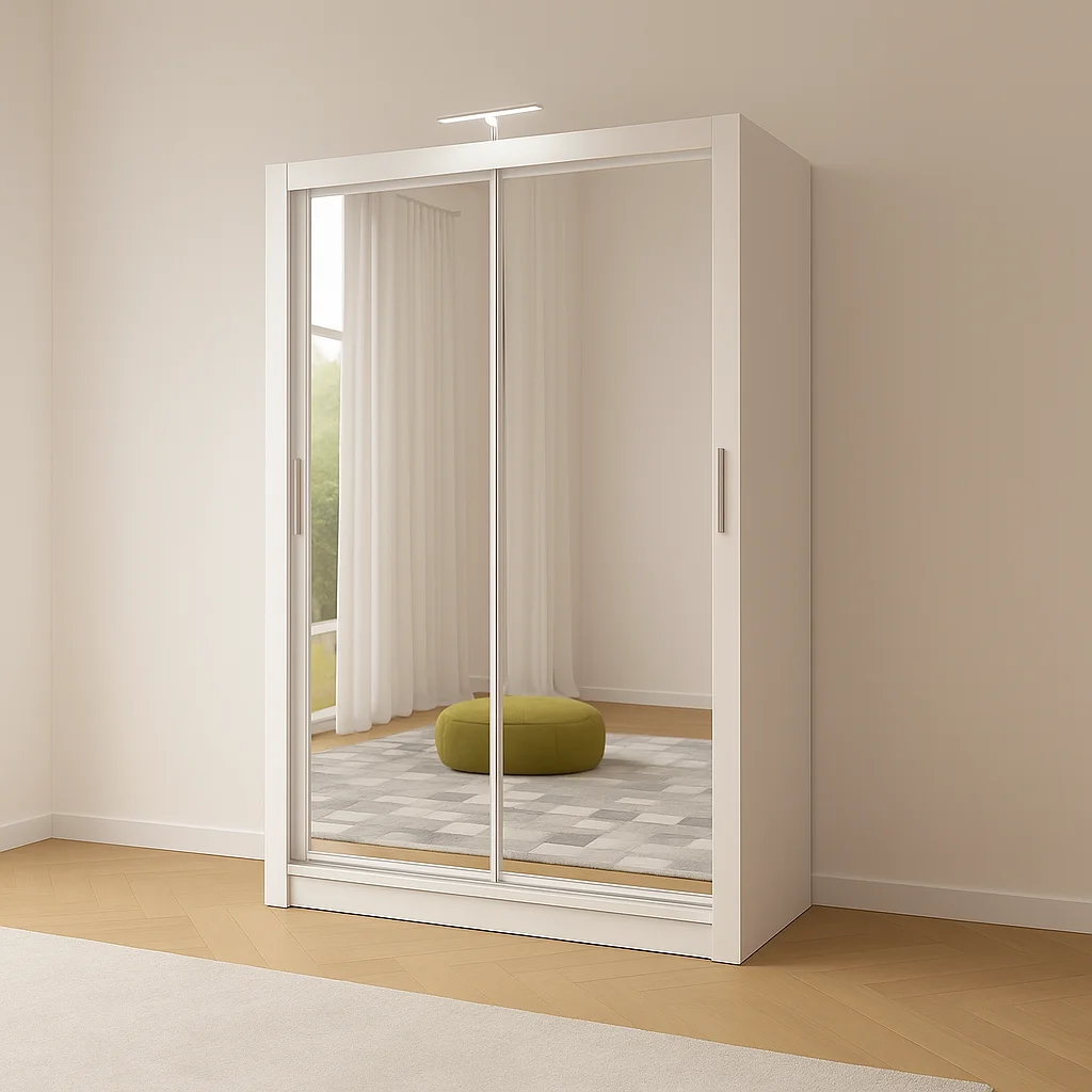 Berlin Sliding Mirror Wardrobe 150cm Wide - Image 1