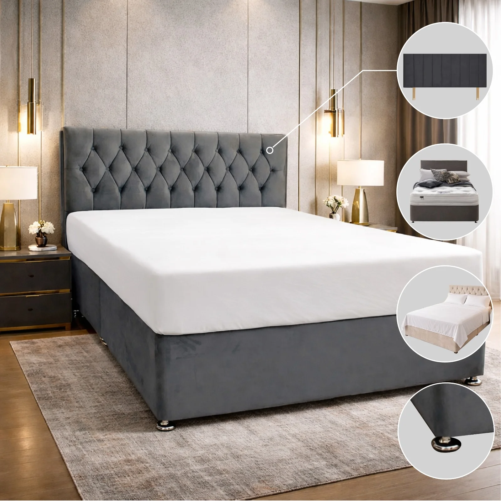 King Size Divan Bed Set with Mattress & Optional Storage - Image 1