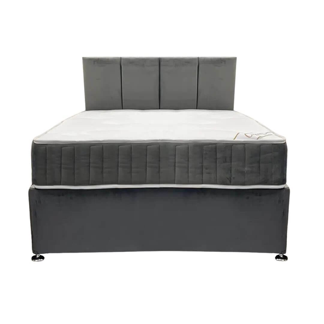Grey Ikon Double Plush Velvet Divan Bed Grey Ikon Double Plush Velvet Divan Bed