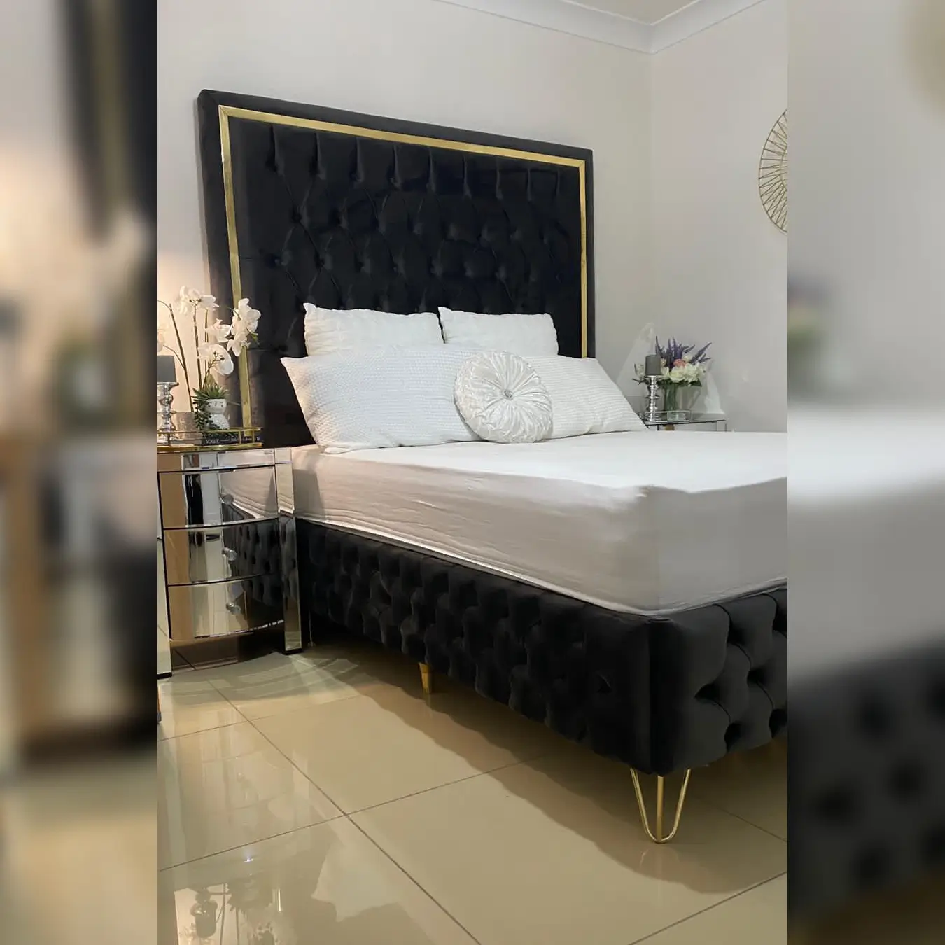 Enzo Plush Velvet Ottoman Storage Bed