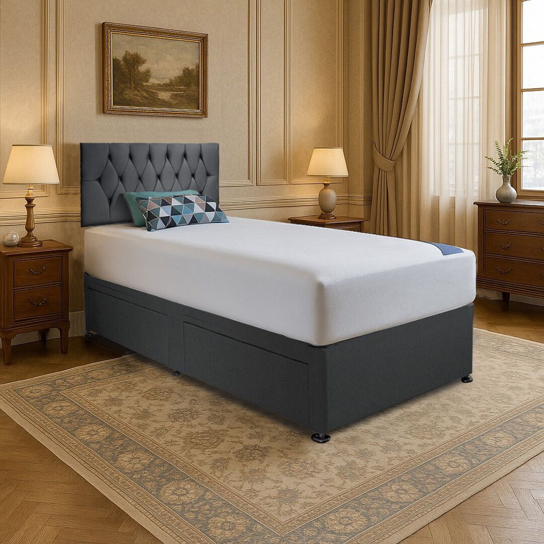 Single Divan Bed With Choice of Mattress - Headboard & Storage - Image 1
