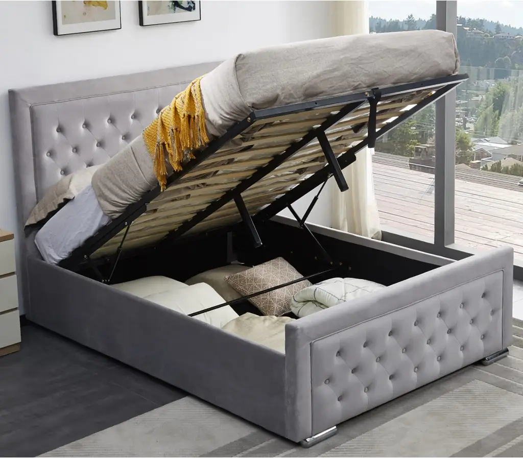 Plush Velvet Heaven Ottoman Storage Bed