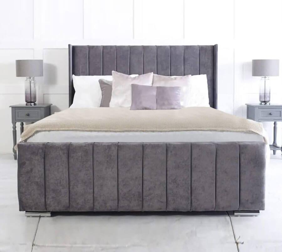 Plush Velvet Royal Wing Bed