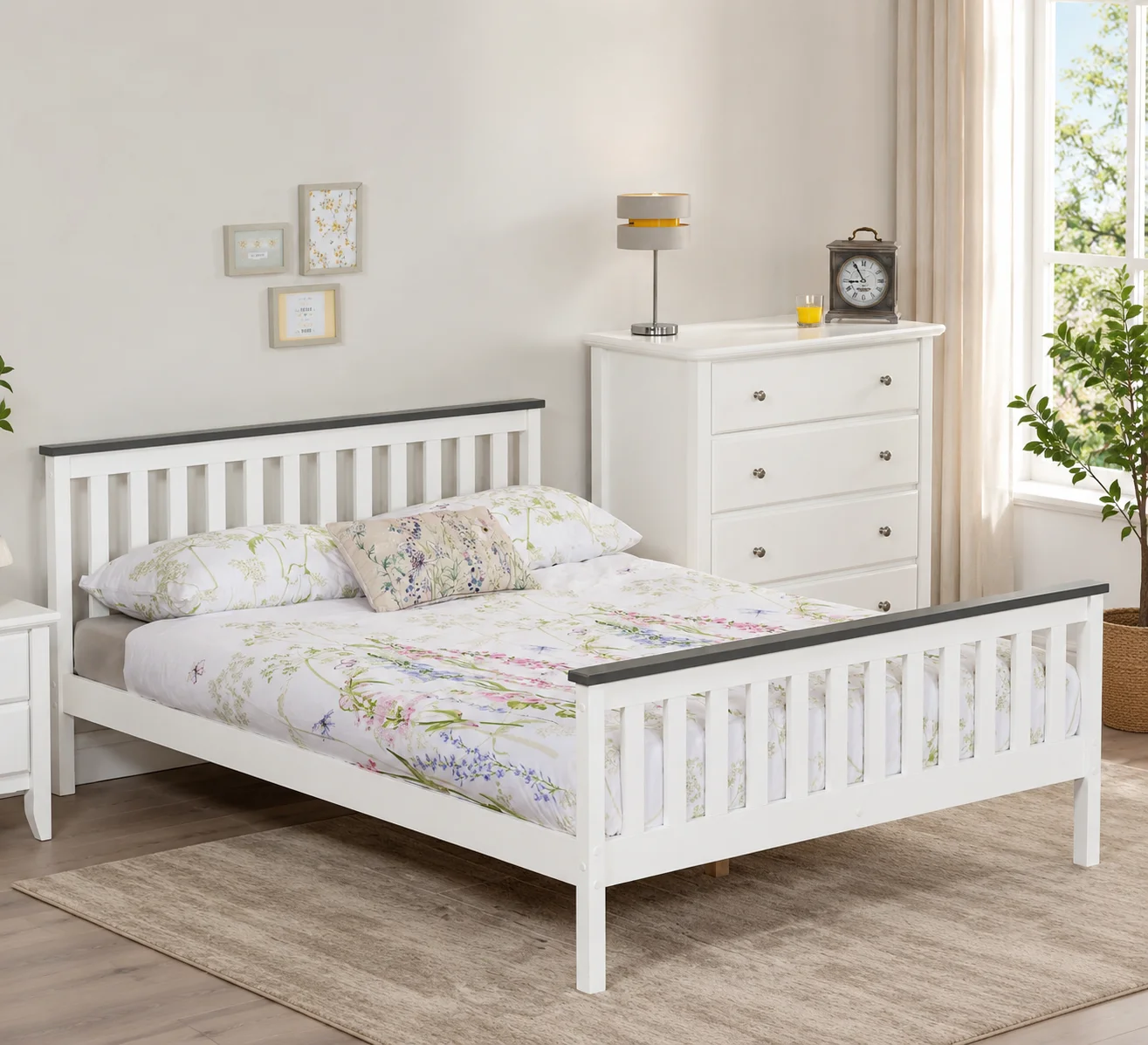 Denver White Pinewood Bed Frame - Image 1