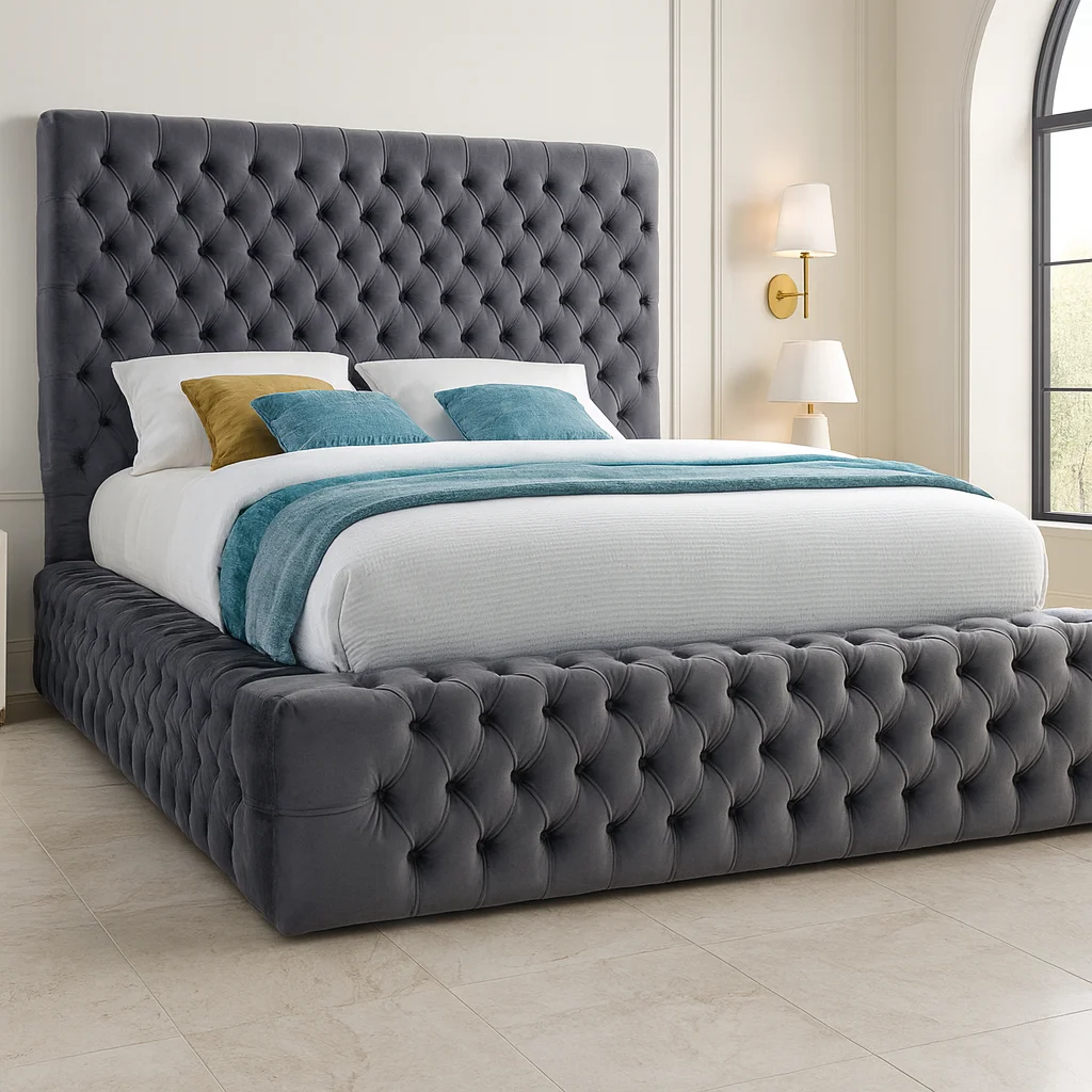 Emma Ambassador Bed Frame with Velvet Upholstery - Image 1