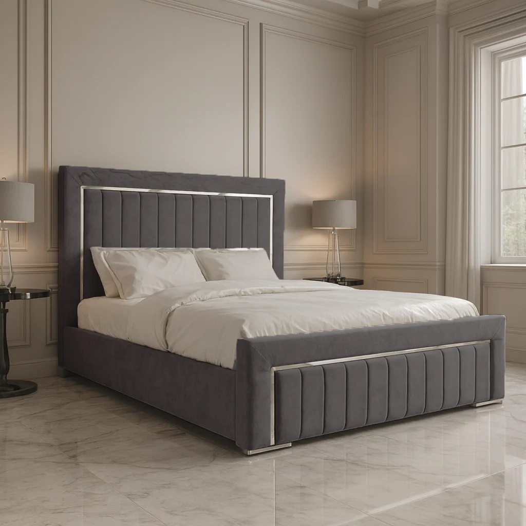 Victoria Double Velvet Upholstered Bed Frame - Image 1