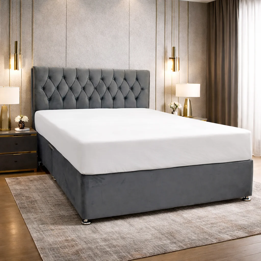 King Size Divan Bed Set with Mattress & Optional Storage - Image 1