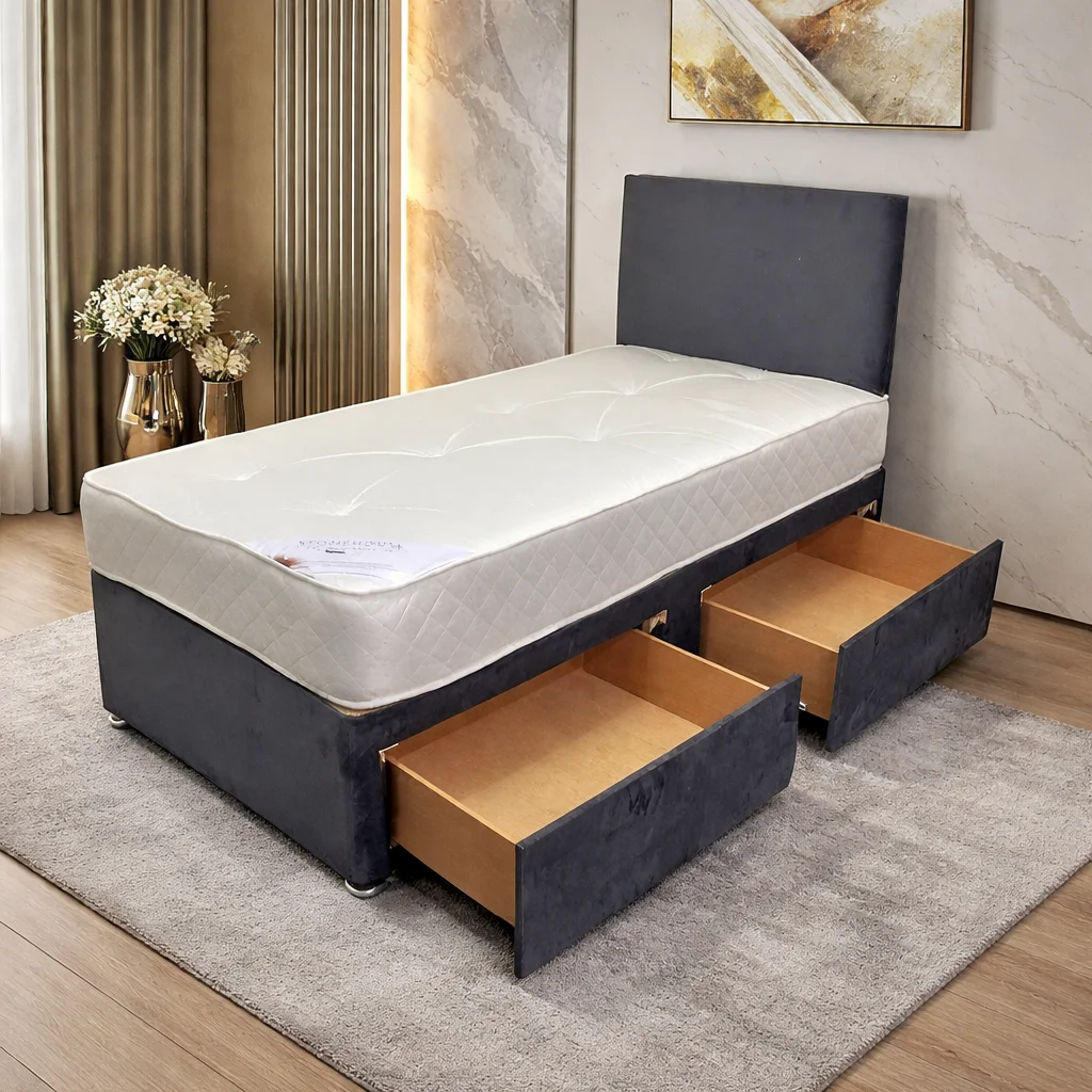 Single Divan Bed Set with Mattress & Optional Storage - Image 1