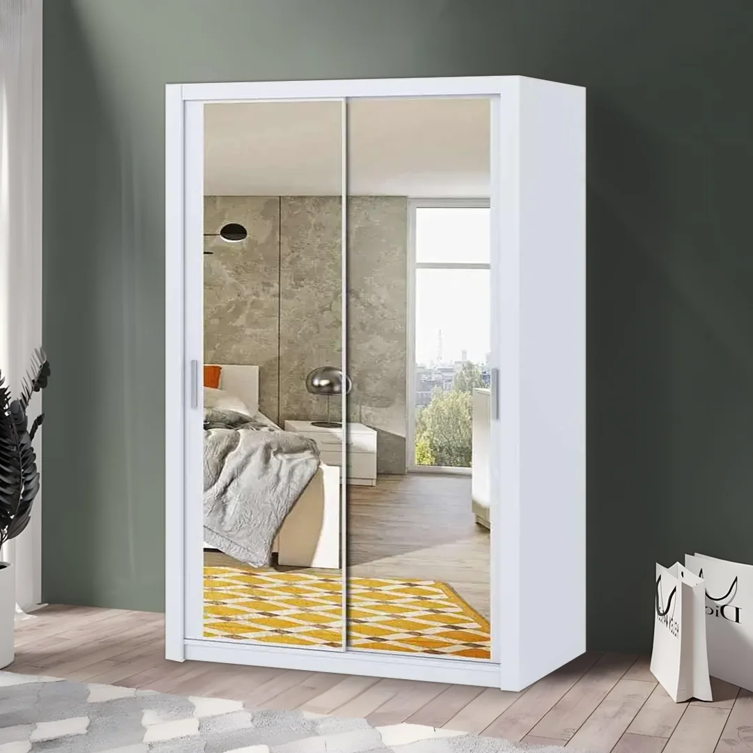 White 150cm Bonito Mirror Door Wardrobe