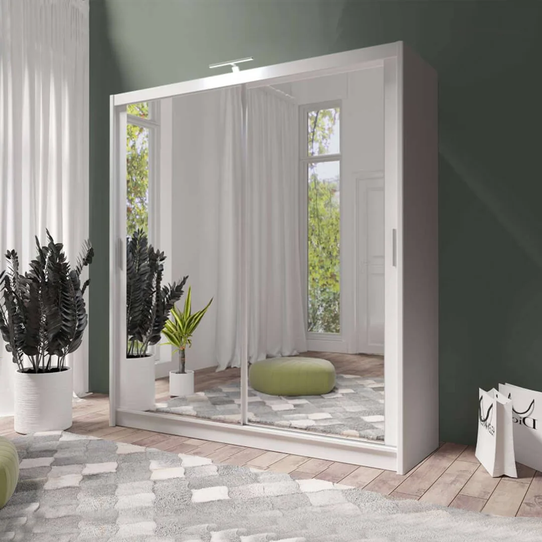Sliding Mirror Wardrobe Berlin 203cm Wide