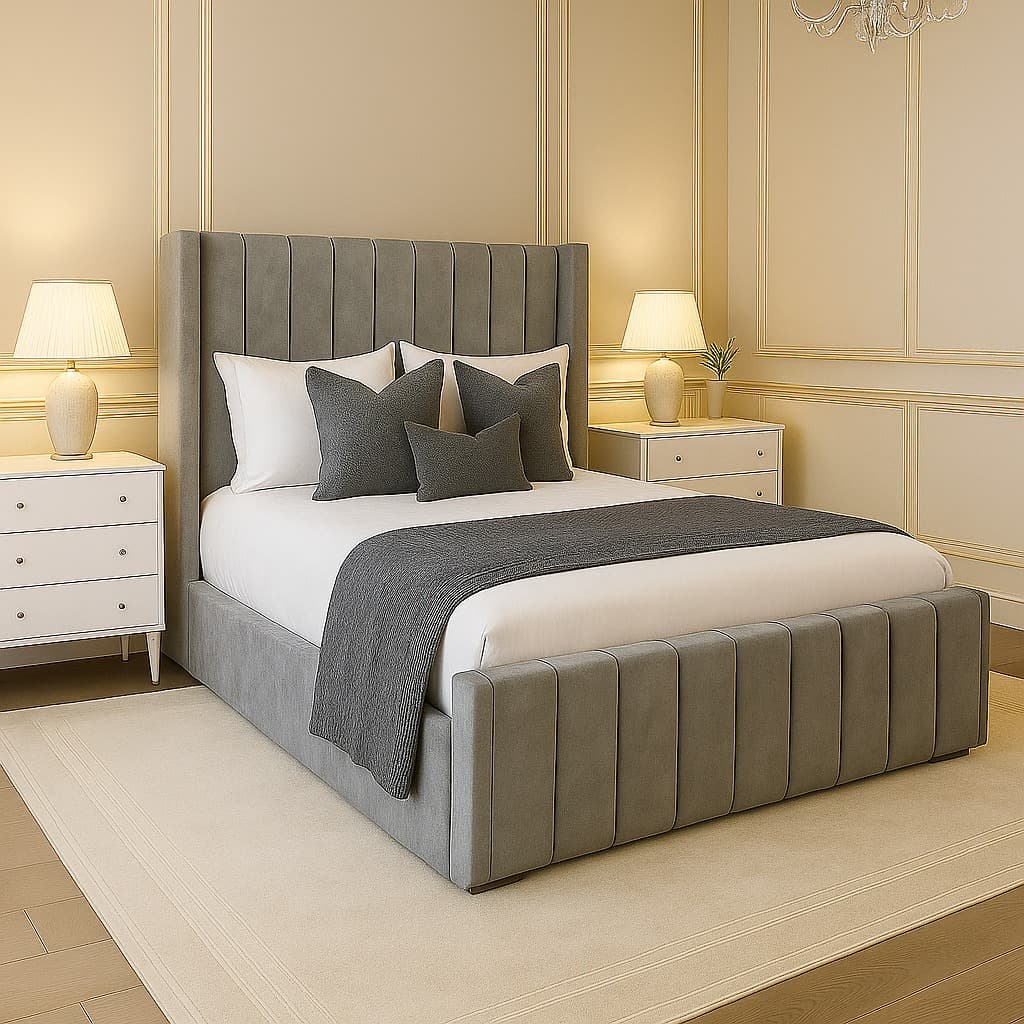 Plush Velvet Royal Wing Bed - Image 1