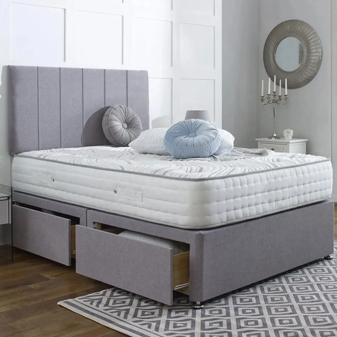 grey divan bed with storage