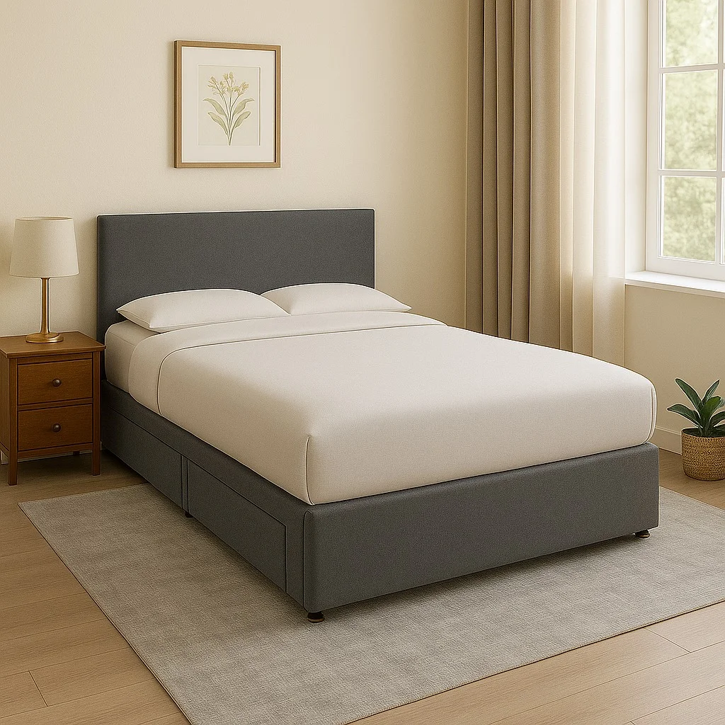 Small Double Platform Slatted Bed Base with Optional Mattress, Headboard and Storage - Image 1